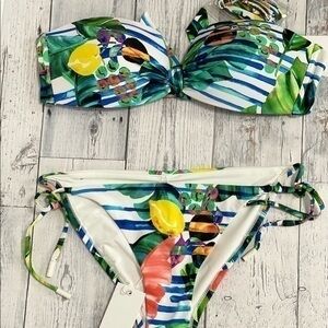 Red Carter Sophie Bandeau Side Tie Bikini Set NWT Sz L